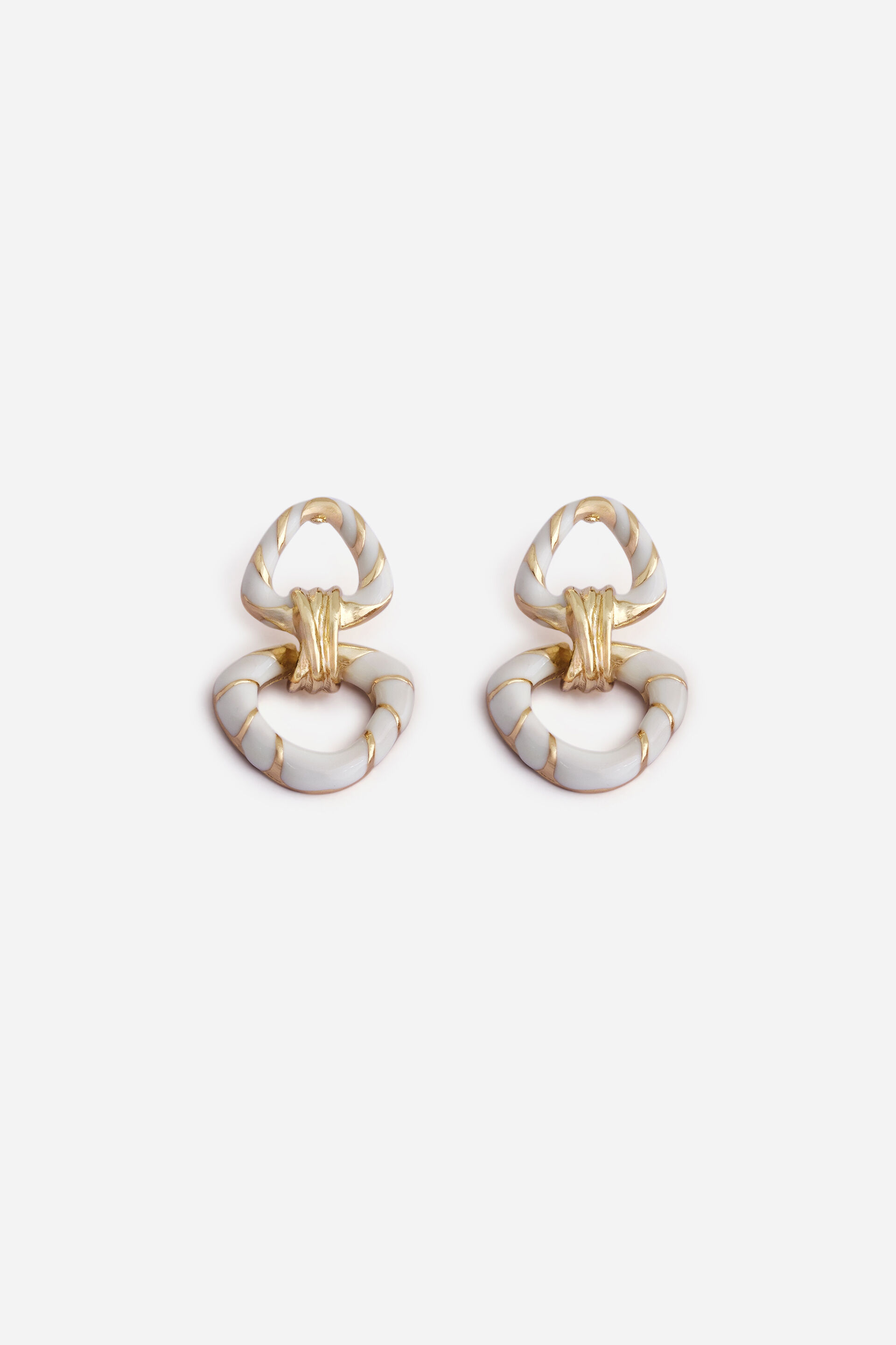 Gold & White Geometric Drop Earrings, , image 1